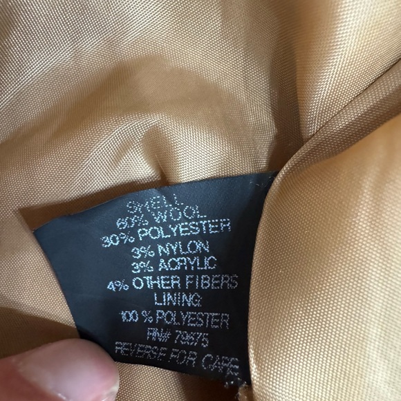 Michael Kors Women’s Sz M Tan Gold Wool Blend Belted Long Jacket Trench Coat - Picture 3 of 6